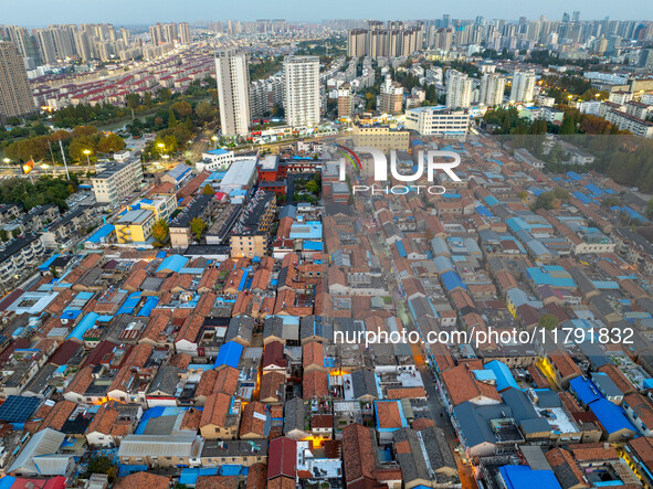 The photo shows Fuqiang Village, an ''urban village'' in Qingjiangpu district of Huai 'an City, Jiangsu province, China, on November 19, 202...