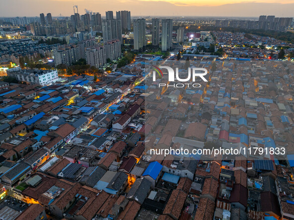 The photo shows Fuqiang Village, an ''urban village'' in Qingjiangpu district of Huai 'an City, Jiangsu province, China, on November 19, 202...