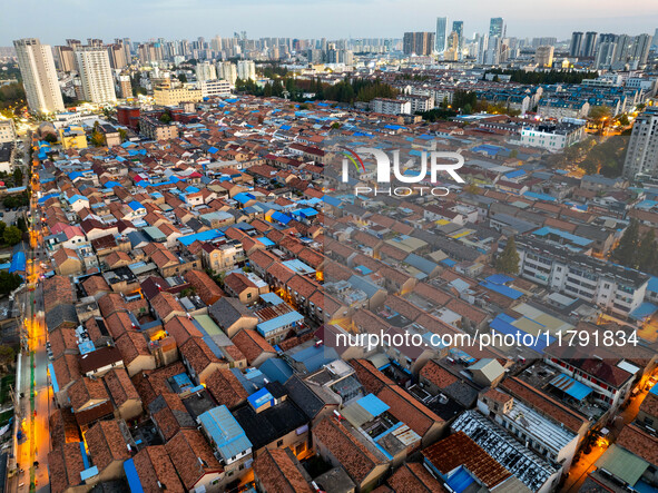 The photo shows Fuqiang Village, an ''urban village'' in Qingjiangpu district of Huai 'an City, Jiangsu province, China, on November 19, 202...