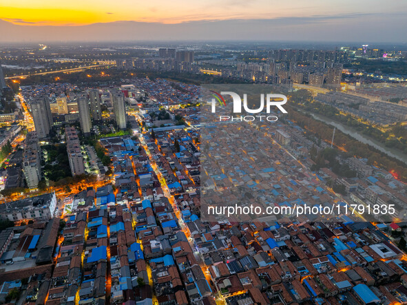 The photo shows Fuqiang Village, an ''urban village'' in Qingjiangpu district of Huai 'an City, Jiangsu province, China, on November 19, 202...