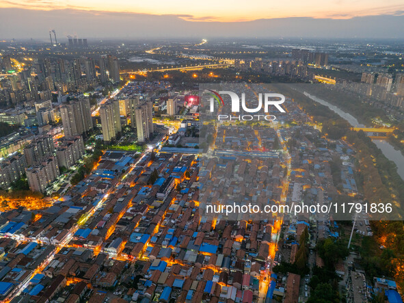 The photo shows Fuqiang Village, an ''urban village'' in Qingjiangpu district of Huai 'an City, Jiangsu province, China, on November 19, 202...