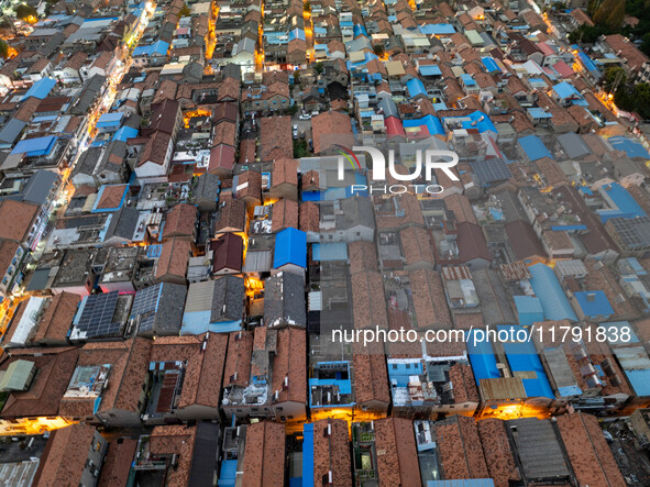 The photo shows Fuqiang Village, an ''urban village'' in Qingjiangpu district of Huai 'an City, Jiangsu province, China, on November 19, 202...