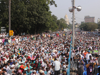 Indian Muslims shout slogans during a protest against the Anti-Waqf Amendment Bill in Kolkata, India, on November 19, 2024. More than 60 tho...