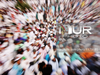 Indian Muslims shout slogans during a protest against the Anti-Waqf Amendment Bill in Kolkata, India, on November 19, 2024. More than 60 tho...