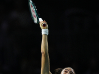 MALAGA, SPAIN - NOVEMBER 19: Emma Raducanu of Great Britain in her singles match against Viktoria Hruncakova of Slovakia in the semifinal ti...