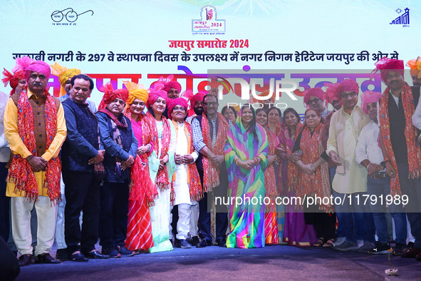 JMC Heritage Mayor Kusum Yadav and councillors celebrate the 297th foundation day of 'Pink City' at Albert Hall Museum in Jaipur, Rajasthan,...