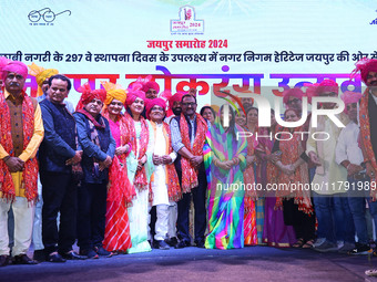 JMC Heritage Mayor Kusum Yadav and councillors celebrate the 297th foundation day of 'Pink City' at Albert Hall Museum in Jaipur, Rajasthan,...