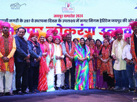 JMC Heritage Mayor Kusum Yadav and councillors celebrate the 297th foundation day of 'Pink City' at Albert Hall Museum in Jaipur, Rajasthan,...