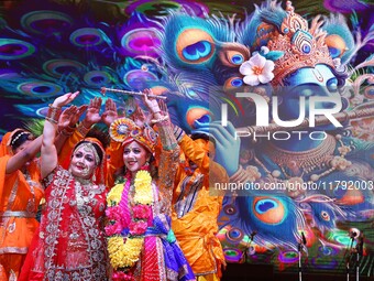 Folk artists perform during the celebration of the 297th foundation day of 'Pink City' at Albert Hall Museum in Jaipur, Rajasthan, India, on...