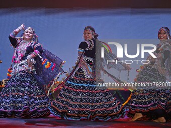 Renowned Kalbelia dancer Gulabo Sapera and artists perform during the celebration of the 297th foundation day of 'Pink City' at Albert Hall...