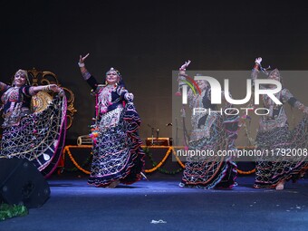 Renowned Kalbelia dancer Gulabo Sapera and artists perform during the celebration of the 297th foundation day of 'Pink City' at Albert Hall...