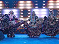 Renowned Kalbelia dancer Gulabo Sapera and artists perform during the celebration of the 297th foundation day of 'Pink City' at Albert Hall...