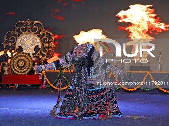 Renowned Kalbelia dancer Gulabo Sapera and artists perform during the celebration of the 297th foundation day of 'Pink City' at Albert Hall...