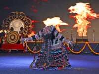 Renowned Kalbelia dancer Gulabo Sapera and artists perform during the celebration of the 297th foundation day of 'Pink City' at Albert Hall...