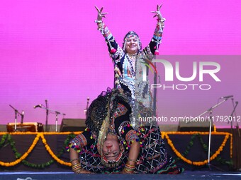 Renowned Kalbelia dancer Gulabo Sapera and artists perform during the celebration of the 297th foundation day of 'Pink City' at Albert Hall...