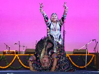 Renowned Kalbelia dancer Gulabo Sapera and artists perform during the celebration of the 297th foundation day of 'Pink City' at Albert Hall...