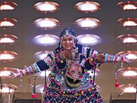 Renowned Kalbelia dancer Gulabo Sapera and artists perform during the celebration of the 297th foundation day of 'Pink City' at Albert Hall...