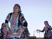 Renowned Kalbelia dancer Gulabo Sapera and artists perform during the celebration of the 297th foundation day of 'Pink City' at Albert Hall...