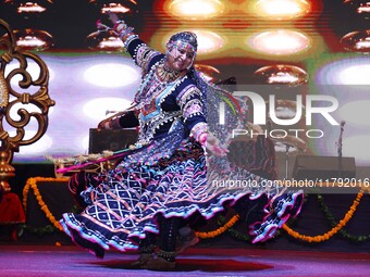 Renowned Kalbelia dancer Gulabo Sapera and artists perform during the celebration of the 297th foundation day of 'Pink City' at Albert Hall...