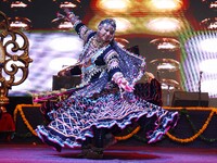 Renowned Kalbelia dancer Gulabo Sapera and artists perform during the celebration of the 297th foundation day of 'Pink City' at Albert Hall...