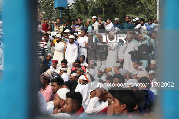 Activists of The All India Youth Federation (AIYF) take part in a protest meeting in Kolkata, India, on November 19, 2024, demanding the wit...