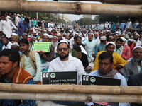 Activists of The All India Youth Federation (AIYF) take part in a protest meeting in Kolkata, India, on November 19, 2024, demanding the wit...