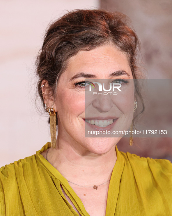 Mayim Bialik arrives at the Los Angeles Premiere Of Paramount Pictures' 'Gladiator II' held at the TCL Chinese Theatre IMAX on November 18,...