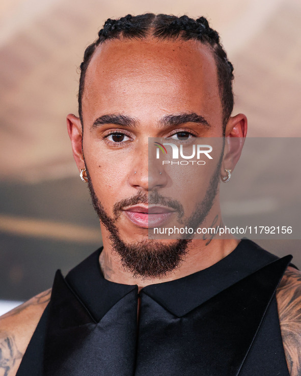 Lewis Hamilton arrives at the Los Angeles Premiere Of Paramount Pictures' 'Gladiator II' held at the TCL Chinese Theatre IMAX on November 18...