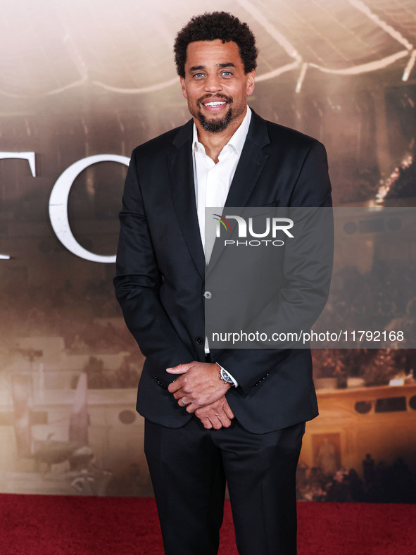 Michael Ealy arrives at the Los Angeles Premiere Of Paramount Pictures' 'Gladiator II' held at the TCL Chinese Theatre IMAX on November 18,...