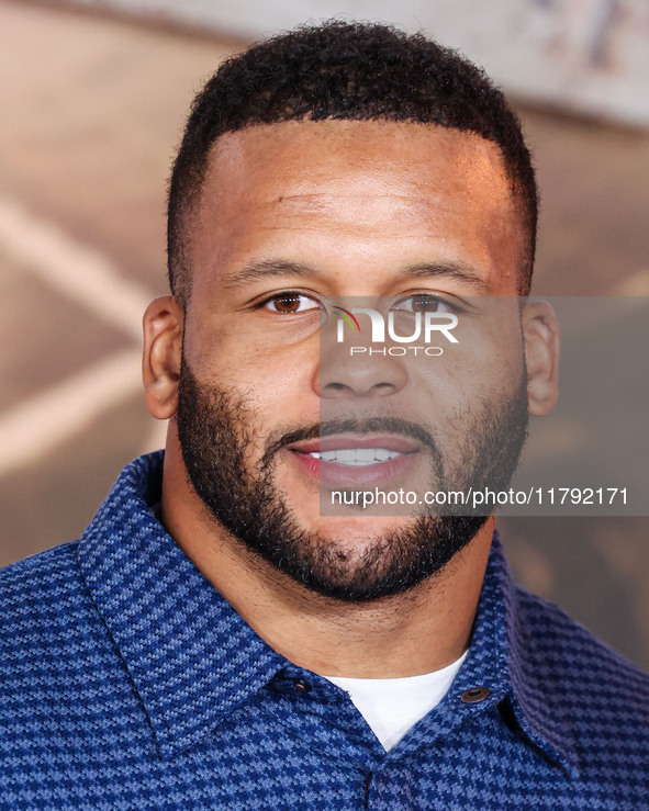 Aaron Donald arrives at the Los Angeles Premiere Of Paramount Pictures' 'Gladiator II' held at the TCL Chinese Theatre IMAX on November 18,...