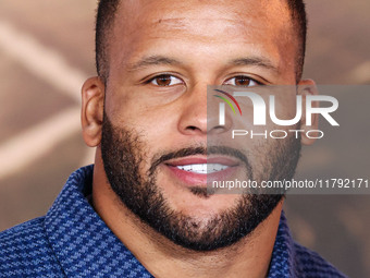 Aaron Donald arrives at the Los Angeles Premiere Of Paramount Pictures' 'Gladiator II' held at the TCL Chinese Theatre IMAX on November 18,...