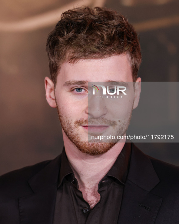 Fred Hechinger arrives at the Los Angeles Premiere Of Paramount Pictures' 'Gladiator II' held at the TCL Chinese Theatre IMAX on November 18...