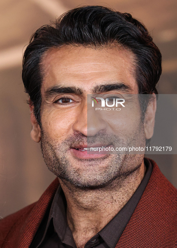 Kumail Ali Nanjiani arrives at the Los Angeles Premiere Of Paramount Pictures' 'Gladiator II' held at the TCL Chinese Theatre IMAX on Novemb...