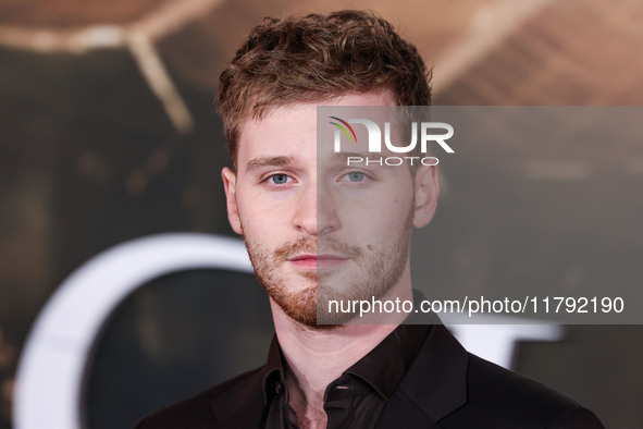 Fred Hechinger arrives at the Los Angeles Premiere Of Paramount Pictures' 'Gladiator II' held at the TCL Chinese Theatre IMAX on November 18...