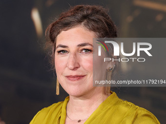 Mayim Bialik arrives at the Los Angeles Premiere Of Paramount Pictures' 'Gladiator II' held at the TCL Chinese Theatre IMAX on November 18,...