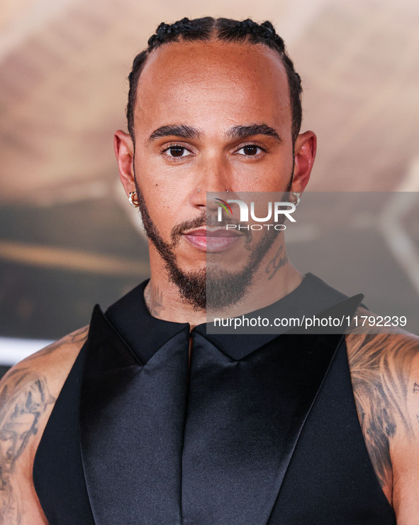 Lewis Hamilton arrives at the Los Angeles Premiere Of Paramount Pictures' 'Gladiator II' held at the TCL Chinese Theatre IMAX on November 18...