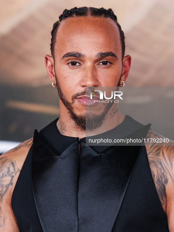 Lewis Hamilton arrives at the Los Angeles Premiere Of Paramount Pictures' 'Gladiator II' held at the TCL Chinese Theatre IMAX on November 18...