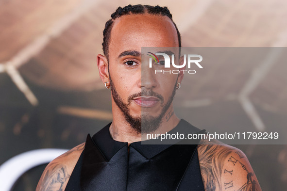 Lewis Hamilton arrives at the Los Angeles Premiere Of Paramount Pictures' 'Gladiator II' held at the TCL Chinese Theatre IMAX on November 18...