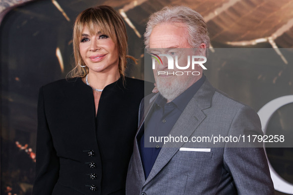 Giannina Facio Scott and husband Ridley Scott arrive at the Los Angeles Premiere Of Paramount Pictures' 'Gladiator II' held at the TCL Chine...