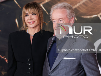 Giannina Facio Scott and husband Ridley Scott arrive at the Los Angeles Premiere Of Paramount Pictures' 'Gladiator II' held at the TCL Chine...