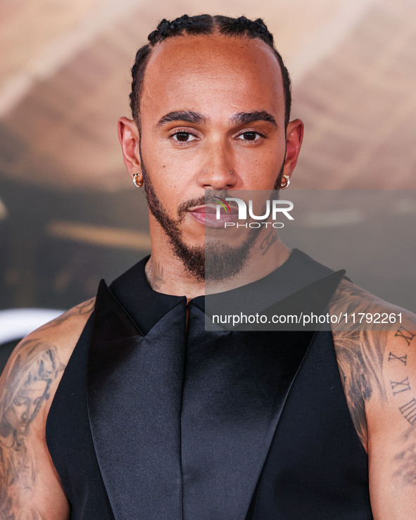 Lewis Hamilton arrives at the Los Angeles Premiere Of Paramount Pictures' 'Gladiator II' held at the TCL Chinese Theatre IMAX on November 18...