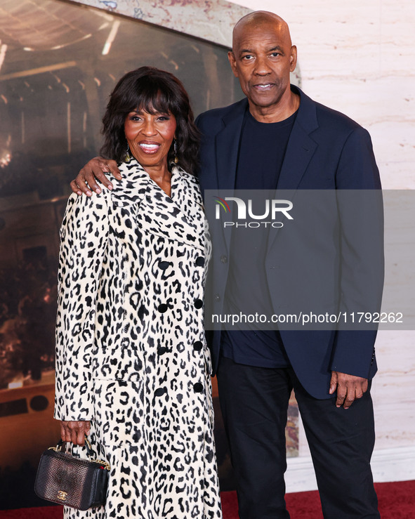 Pauletta Washington and husband Denzel Washington arrive at the Los Angeles Premiere Of Paramount Pictures' 'Gladiator II' held at the TCL C...