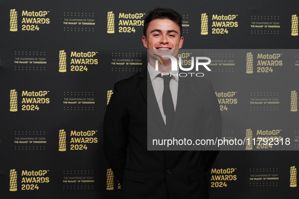 Manuel Gonzalez (18) of Spain and Qjmotor Gresini Moto2 Kalex on the red carpet during the MotoGP Awards 2024 at the Museu Nacional d'Art de...