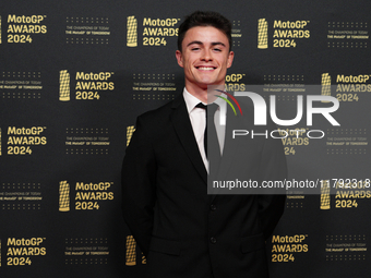 Manuel Gonzalez (18) of Spain and Qjmotor Gresini Moto2 Kalex on the red carpet during the MotoGP Awards 2024 at the Museu Nacional d'Art de...