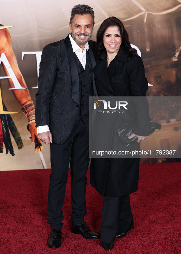 Eugenio Derbez and wife Alessandra Rosaldo arrive at the Los Angeles Premiere Of Paramount Pictures' 'Gladiator II' held at the TCL Chinese...