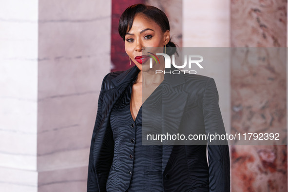 KJ Smith arrives at the Los Angeles Premiere Of Paramount Pictures' 'Gladiator II' held at the TCL Chinese Theatre IMAX on November 18, 2024...