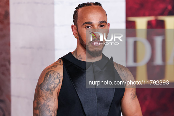 Lewis Hamilton arrives at the Los Angeles Premiere Of Paramount Pictures' 'Gladiator II' held at the TCL Chinese Theatre IMAX on November 18...