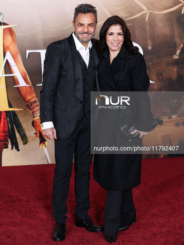 Eugenio Derbez and wife Alessandra Rosaldo arrive at the Los Angeles Premiere Of Paramount Pictures' 'Gladiator II' held at the TCL Chinese...