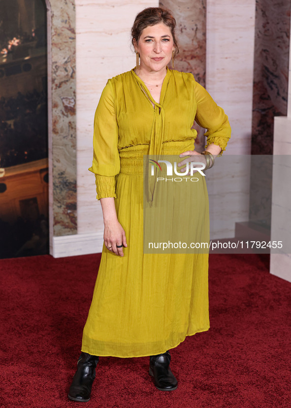 Mayim Bialik arrives at the Los Angeles Premiere Of Paramount Pictures' 'Gladiator II' held at the TCL Chinese Theatre IMAX on November 18,...