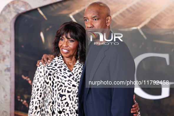 Pauletta Washington and husband Denzel Washington arrive at the Los Angeles Premiere Of Paramount Pictures' 'Gladiator II' held at the TCL C...